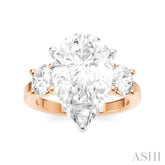 1 Ctw Tri-Mount Pear Shape Round Cut Diamond Semi Mount Engagement Ring in 14K Rose and White Gold